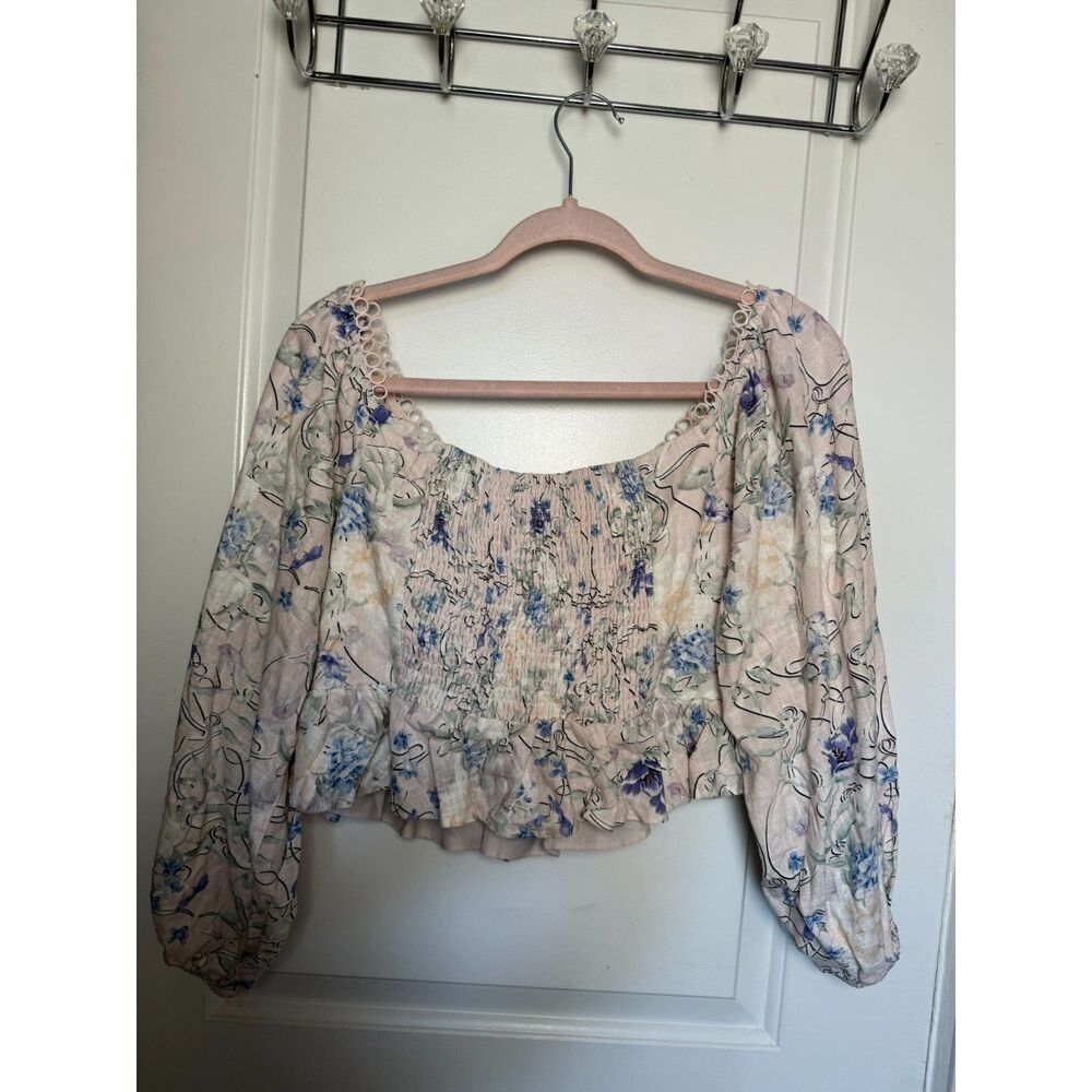 Express Floral Cottagecore Coquette Crop Top Sweetheart Neck Date Night Brunch - Picture 2 of 7